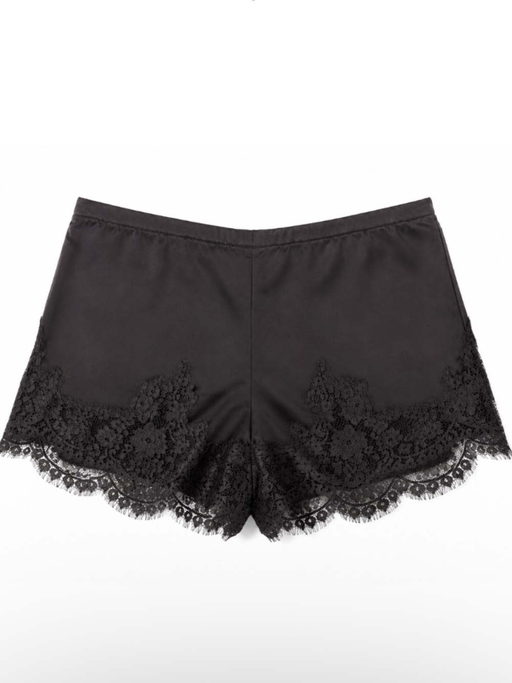 Brit The Label Black Satin Lace Trim Shorts in M